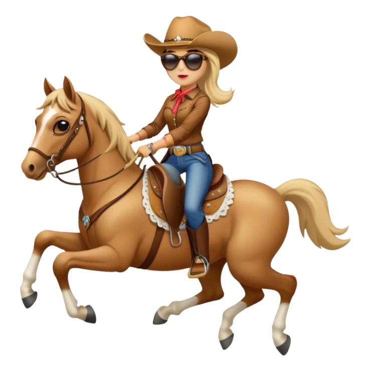 Cowgirl with sunglasses riding a horse  sticker