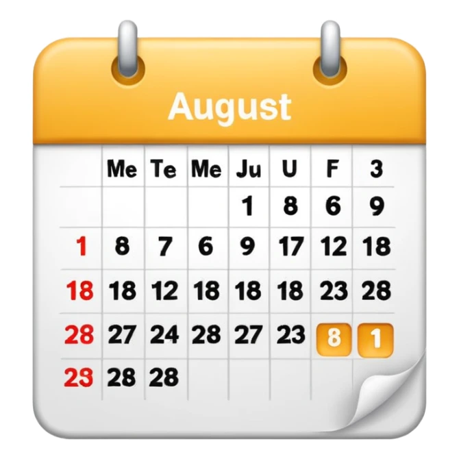 Emoji of calendar page for August 18 like📅 sticker