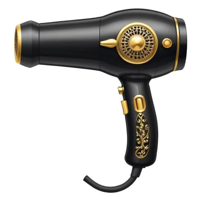 black blow dryer covered in jewelry sticker