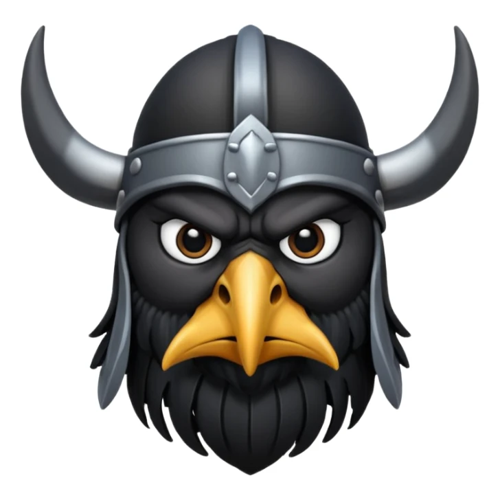 a cartoon Viking raven with horned cap sticker