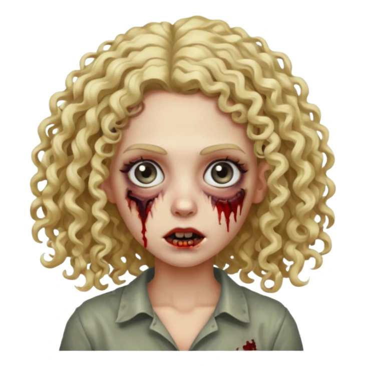 Um zumbi feminino com cabelo cacheado loiros sticker