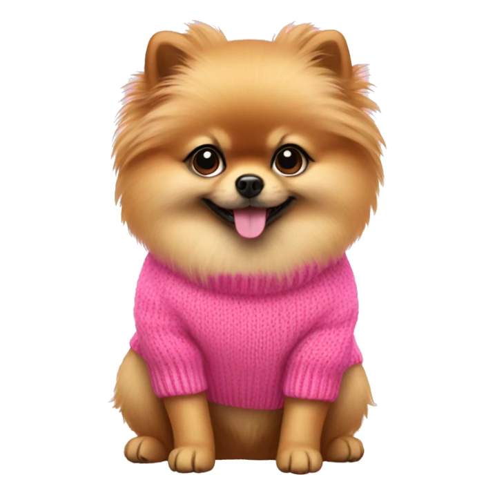 A Pomeranian  with a pink sweater  sticker