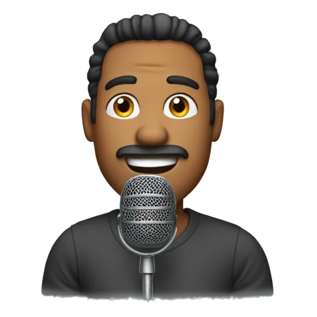 create me an emoji that shows a man in a voice over studio talking to a microphone sticker