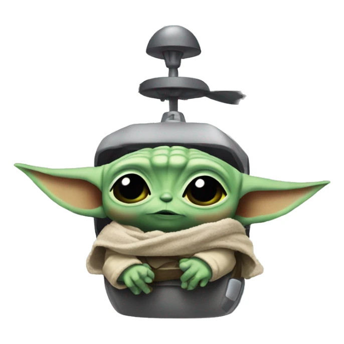 baby yoda in a helicopter sticker