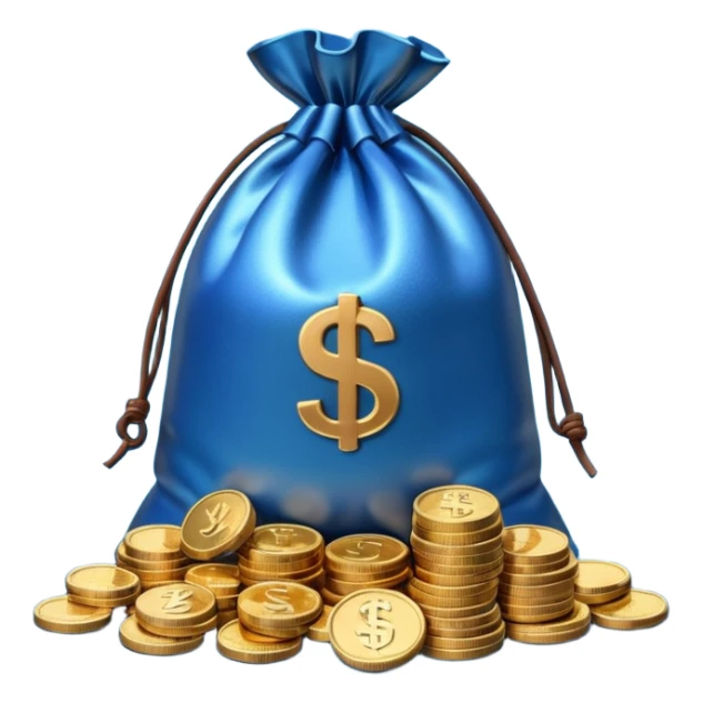 money bag on top of blue coins stack sticker