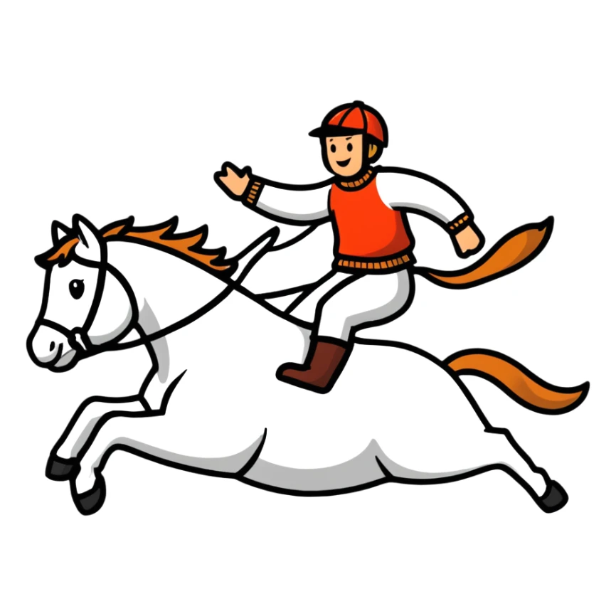 person riding a horse jumping over a dog sticker