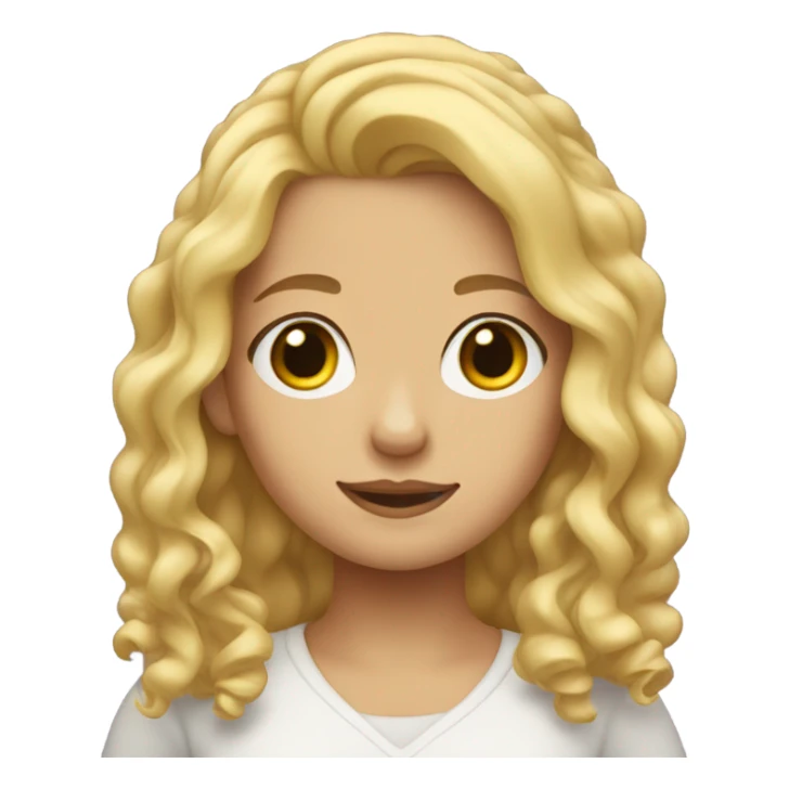 blonde girl with middle part curled hair sticker