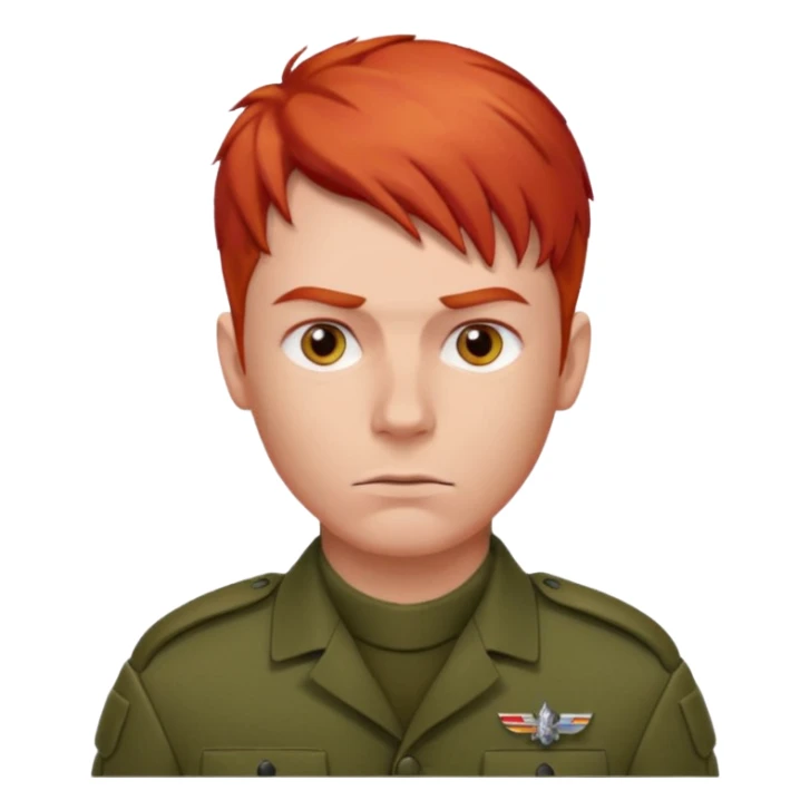 male soldier red hair style sticker