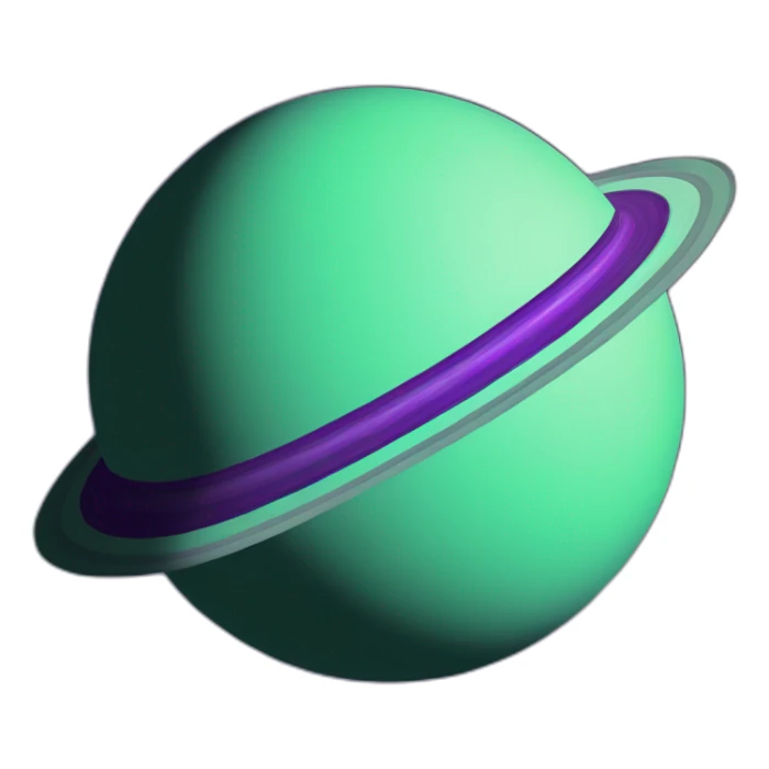 green planet with purple saturn rings with grey moon sticker