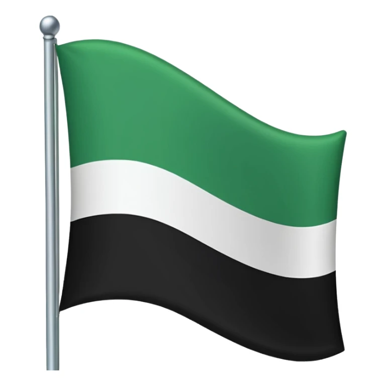 A flag that is made of three horizontal bars. The top bar is black, the middle bar is green, and the bottom bar is white. There is black text that reads “ЦГР” sticker