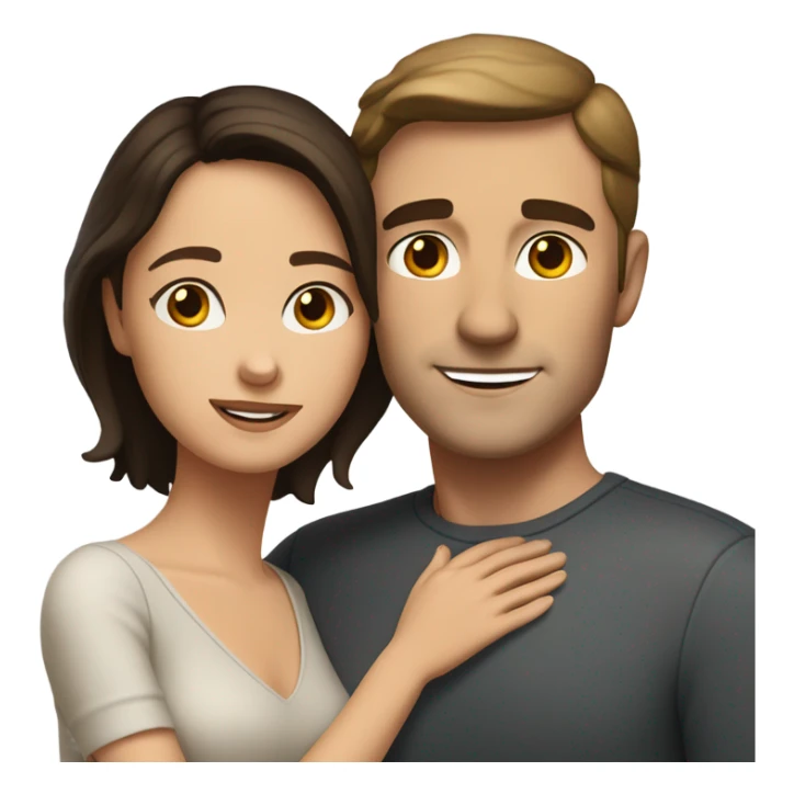 Dark haired white man hugging beautiful woman with medium tan/brown skin and short dark brown hair  sticker