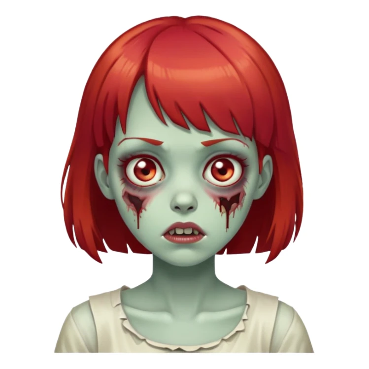 red hair zombie girl with bangs sticker