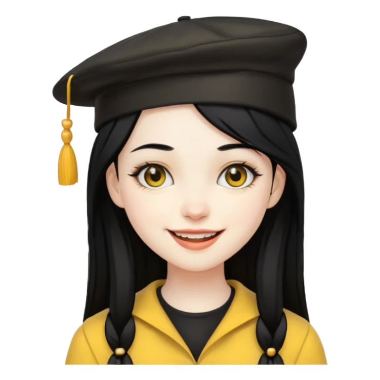 gothic girl black haired with yellow hat sticker