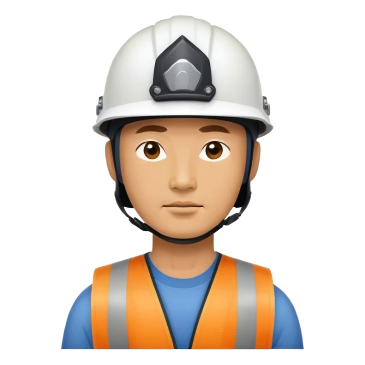 photorealistic korean worker middle age man 
in a helmet sticker