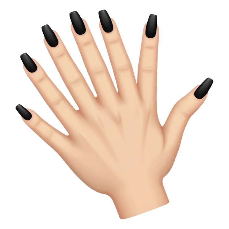 Black long coffin shaped nails on a hand with five fingers  sticker