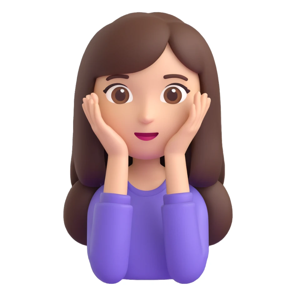 brunette girl acting, 3D emoji style sticker