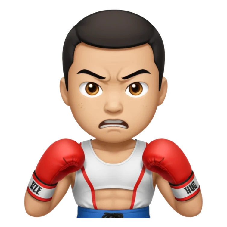 click that wong sze man face in thai boxing with angry face 20 times sticker