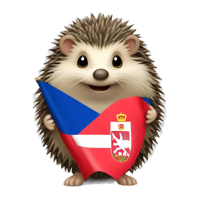 hedgehog with flag of serbia sticker