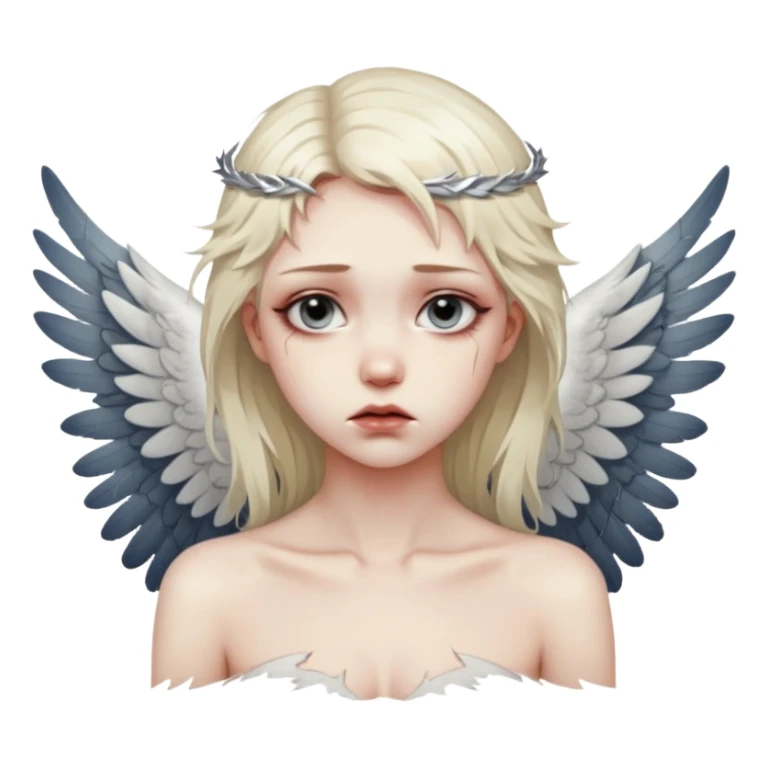 Female angel with torn wings, exposed collarbones, sorrow and lust intertwined sticker