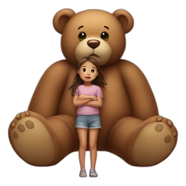 Very big teddy bear with small girl sticker