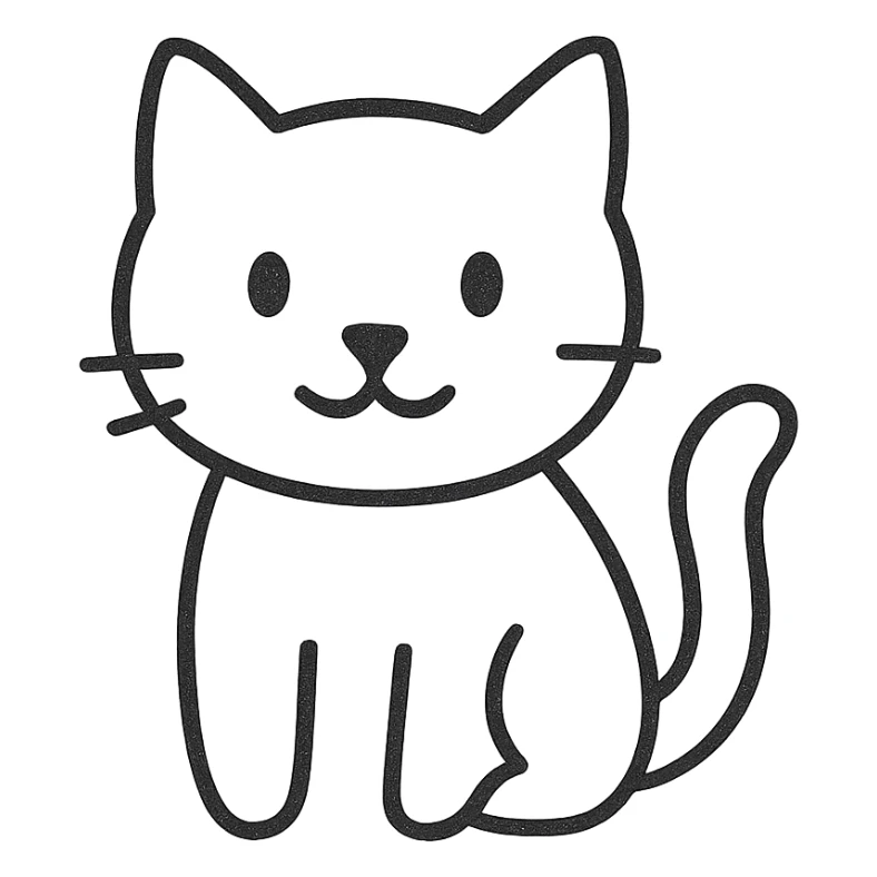 hand-drawn outlined icon of a cat, black outlines, no fill, no color sticker