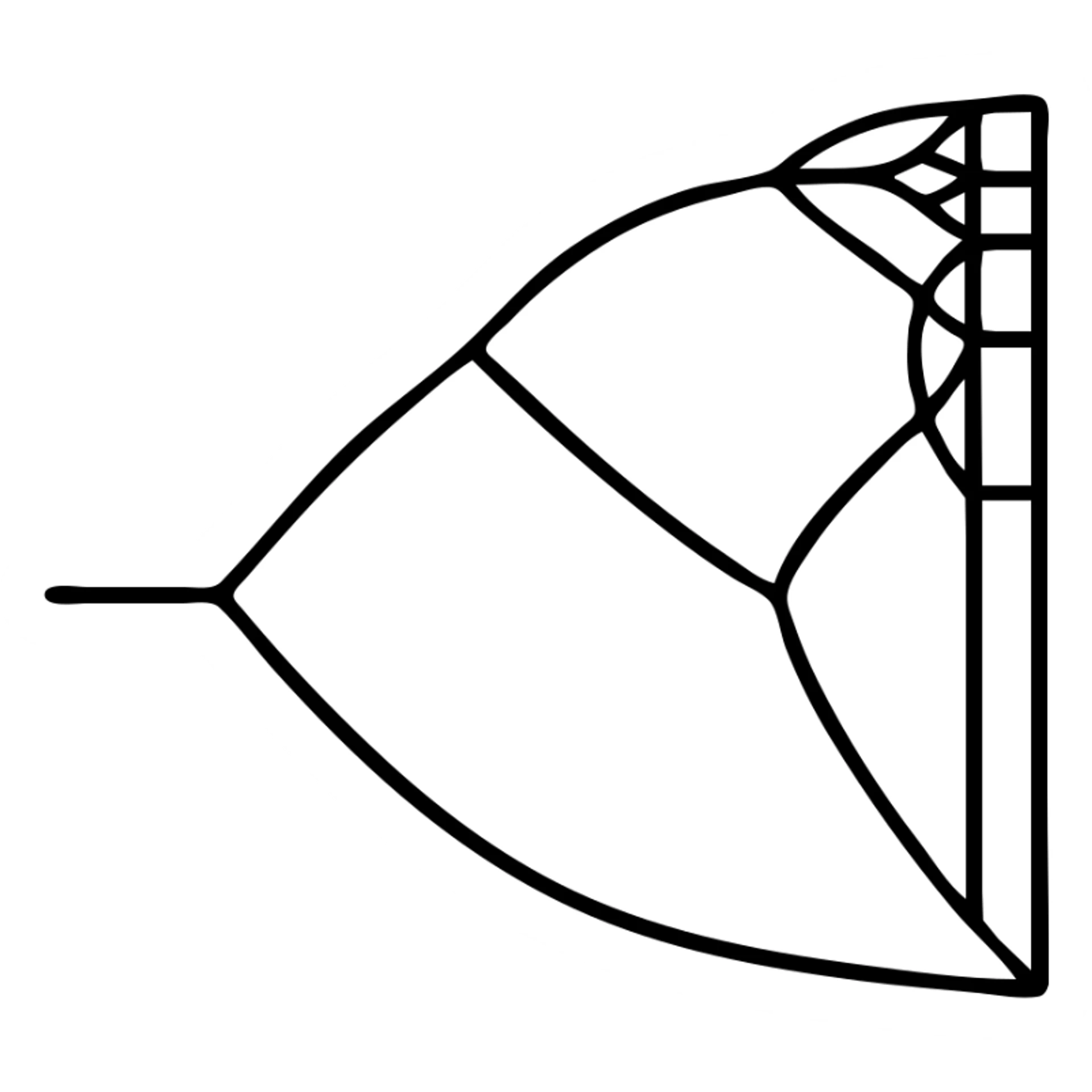 Logistic map bifurcation diagram showing detailed mathematical branching patterns sticker