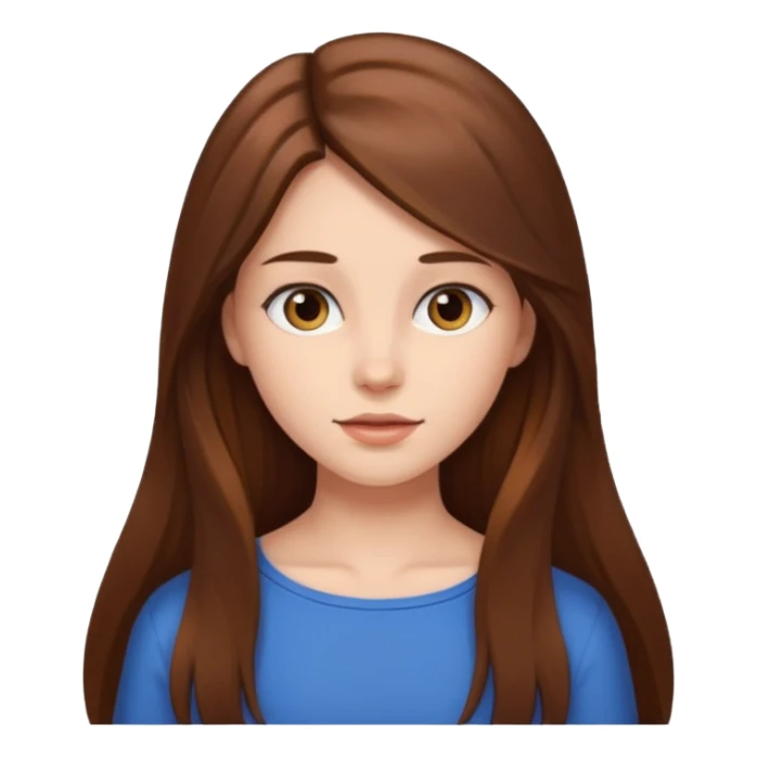 This girl with long brown hair ￼ from the shoulders up ￼ sticker