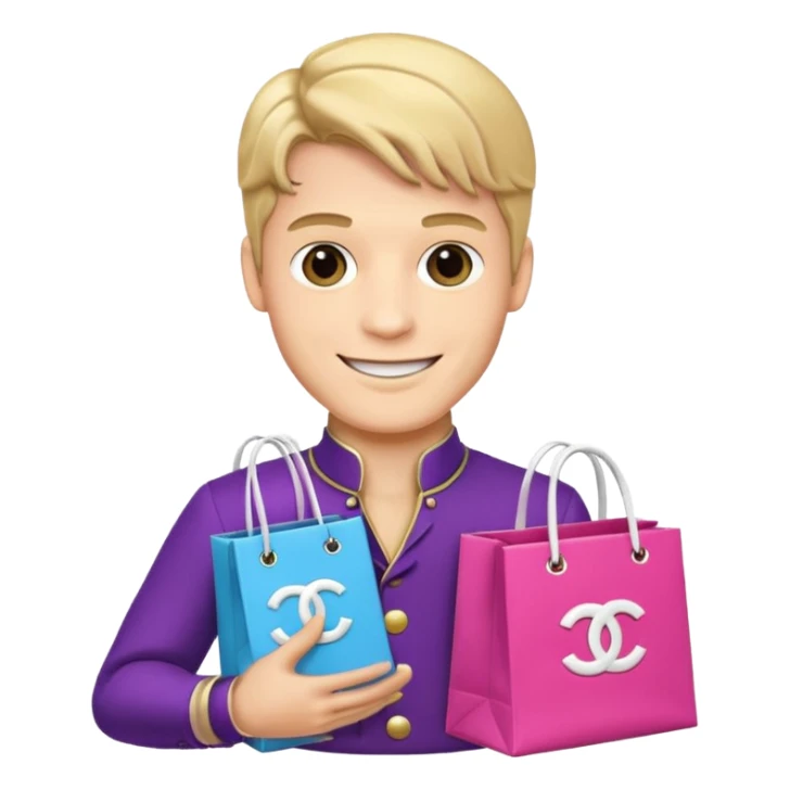 prince holding Chanel gift bags sticker