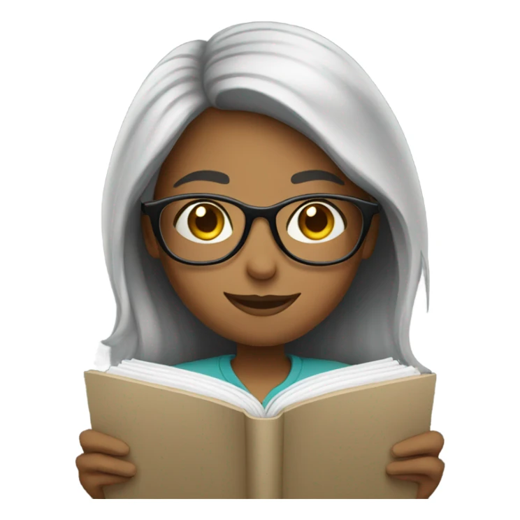 Girl with glasses reading and writing  sticker
