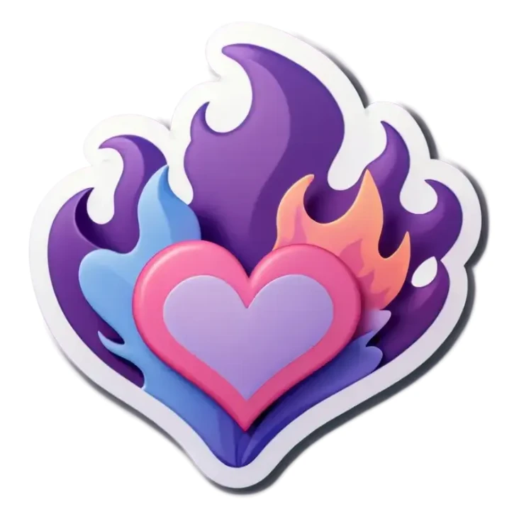 A pastel color burning heart emoji sticker