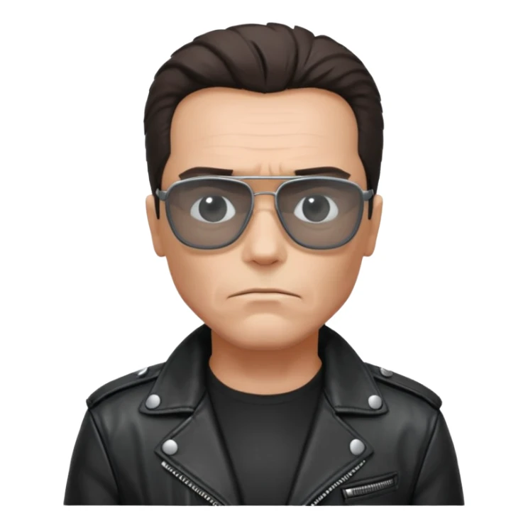 terminator shwartzneger looking only top in his black glasses and his black jacket sticker