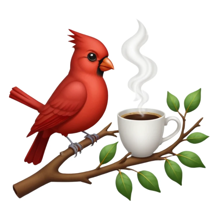 Cardinal with dove and a cup of coffee sticker