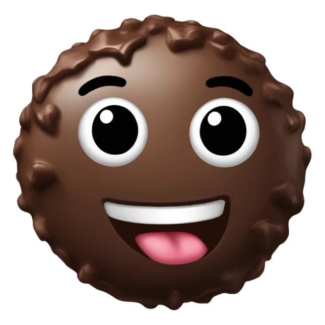 Create an animated chocolate truffle with expressive eyes, holding a notebook and ready to take an order! sticker