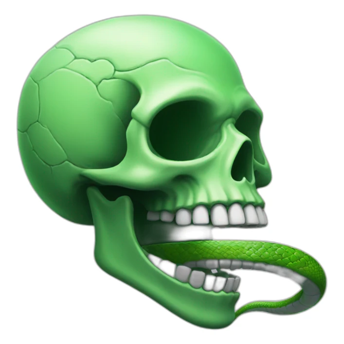 skull with open mouth green snake sticker