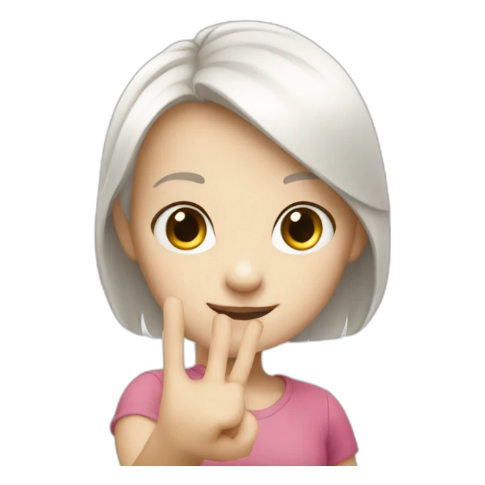 Small white skin girl showing three fingers sticker