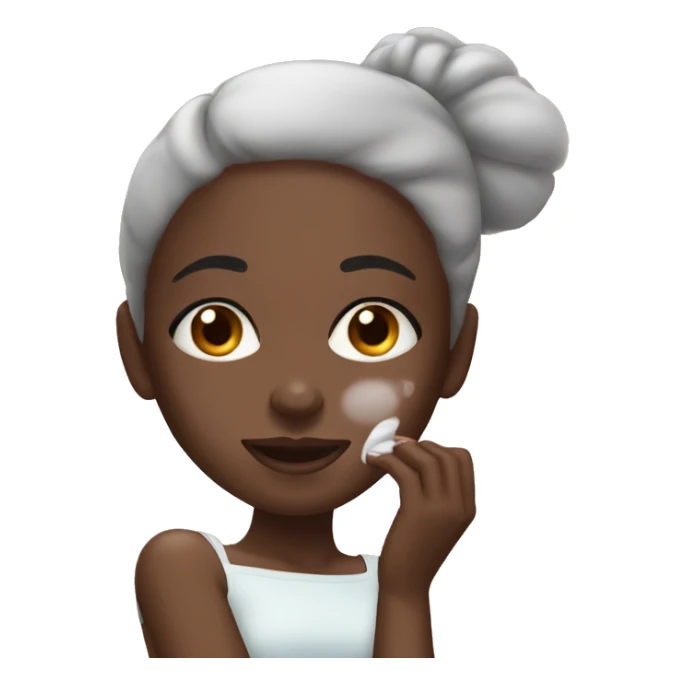 Black girl applying cream on face sticker