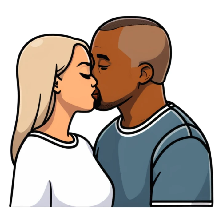 Kanye west kissing Kim sticker