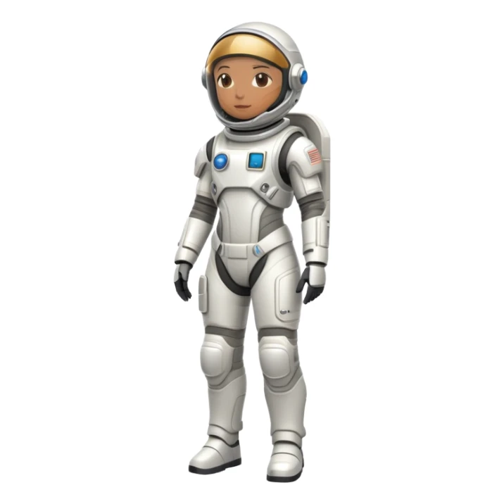 Futuristic astronaut in a high-tech spacesuit, sleek helmet with reflective visor, detailed sci-fi armor, standing pose, science fiction aesthetic sticker