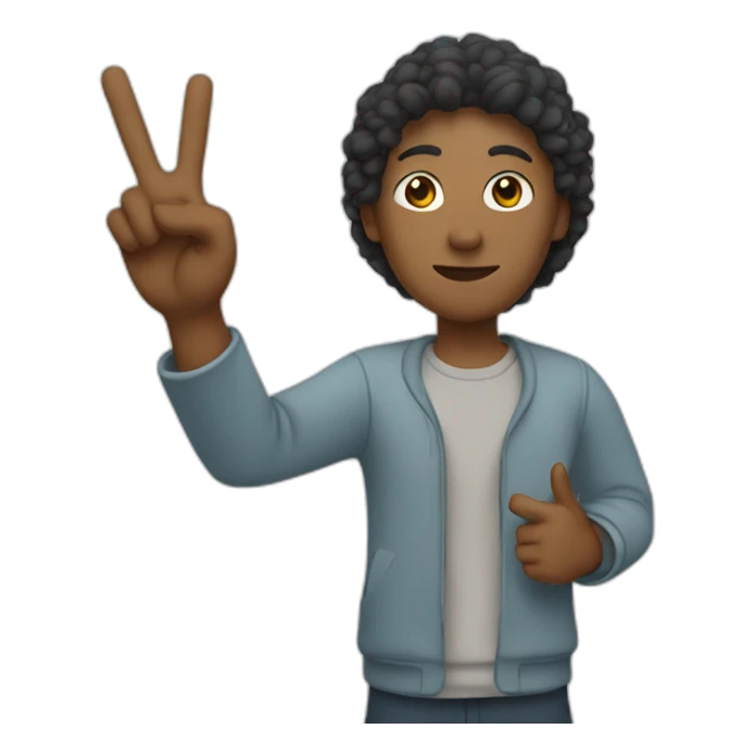 person holding up peace sign sticker