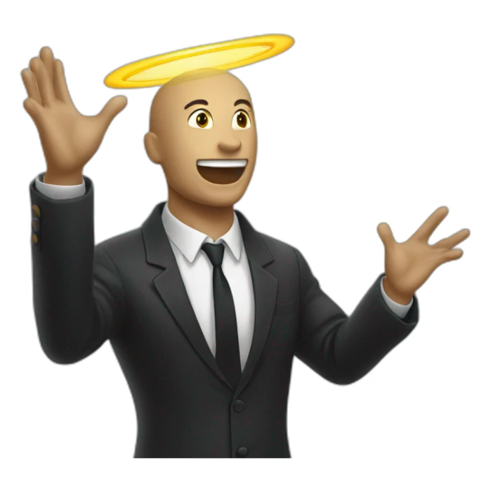 man in suit arms in the air summoning something sticker