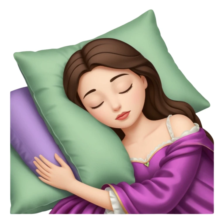 sleeping beauty brunette white girl with a silk pillow sticker