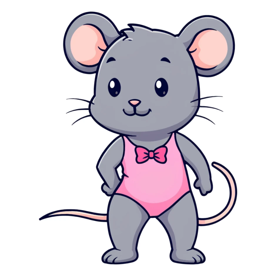 rat with a pink bow wearing a gymnastics leotard sticker