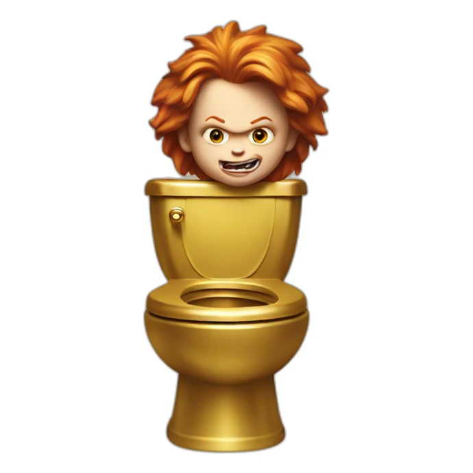 Chucky on a golden toilet sticker