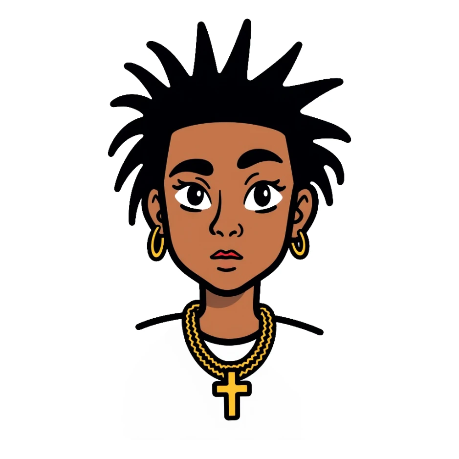 Playboi Carti rapper wearing an upside-down cross necklace sticker