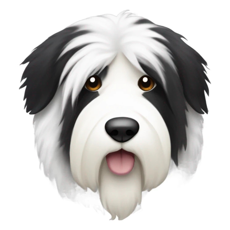 Half white half black old English sheepdog face where left half is white sticker