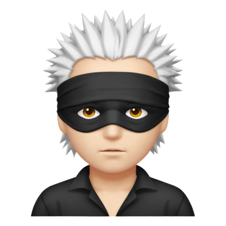 A person with white hair which is standing upward and blindfolded sticker