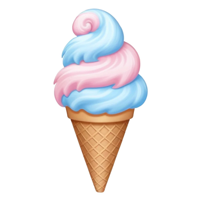 Pastel-colored cotton candy swirl in cone sticker
