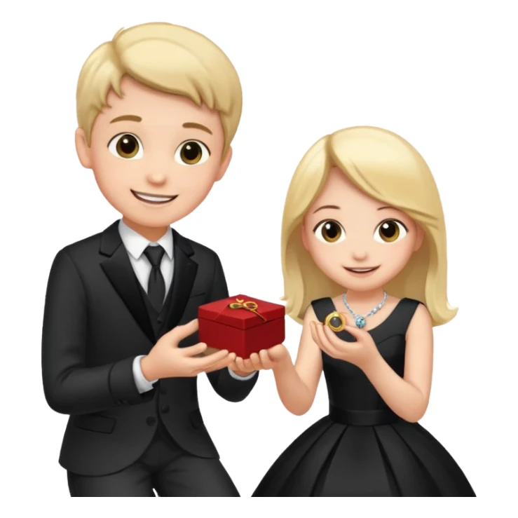 🧎‍♂️‍➡️💍💃 a boy parposing a girl boy on his knee and boy give him ring  sticker
