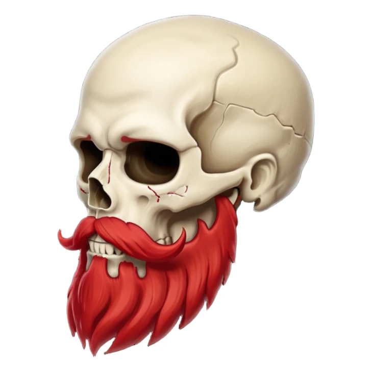 detailed human skull with red mustache and full beard side view sticker