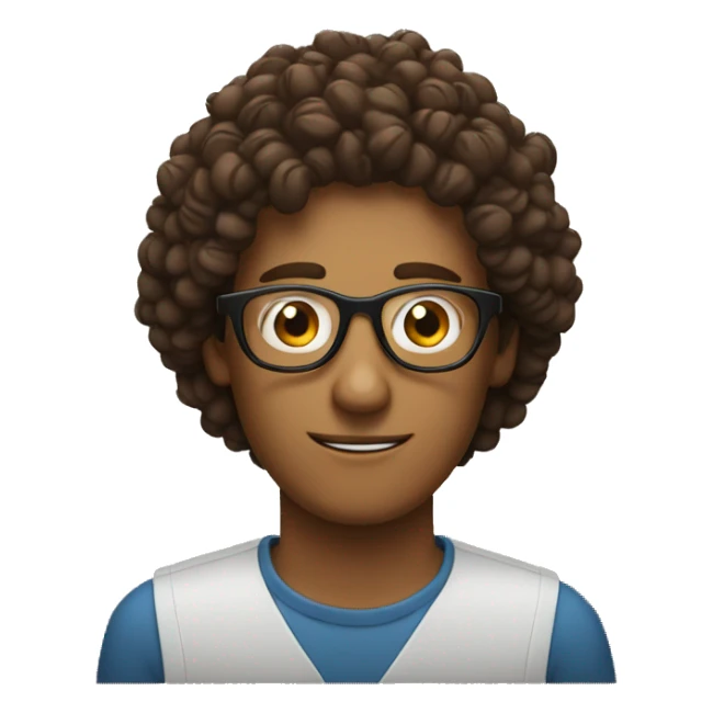 a coffee man with curly hair and glasses sticker